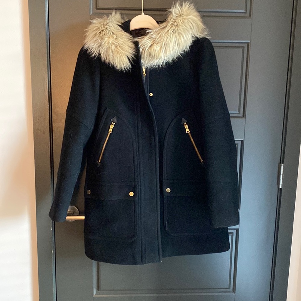J.Crew Chateau Parka in Black Stadium wool, size 6